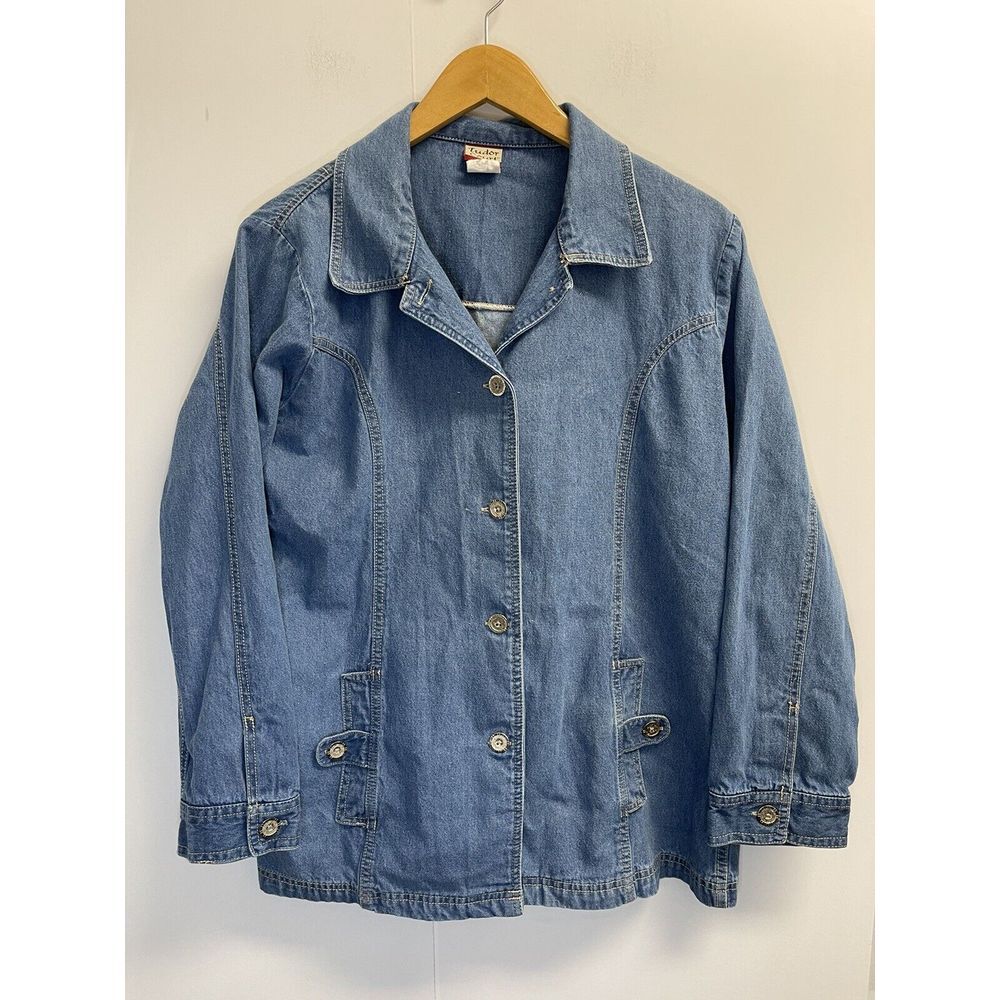 TUDOR COURT Women's Size M Blue Denim Button Up Jacket Jean Coat Blazer